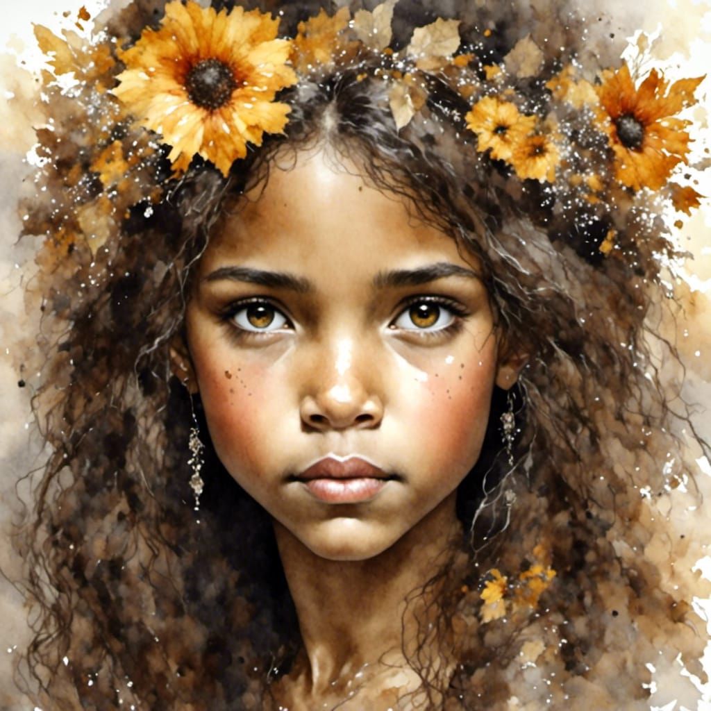 Brown-Eyed Fairy Girl Portrait