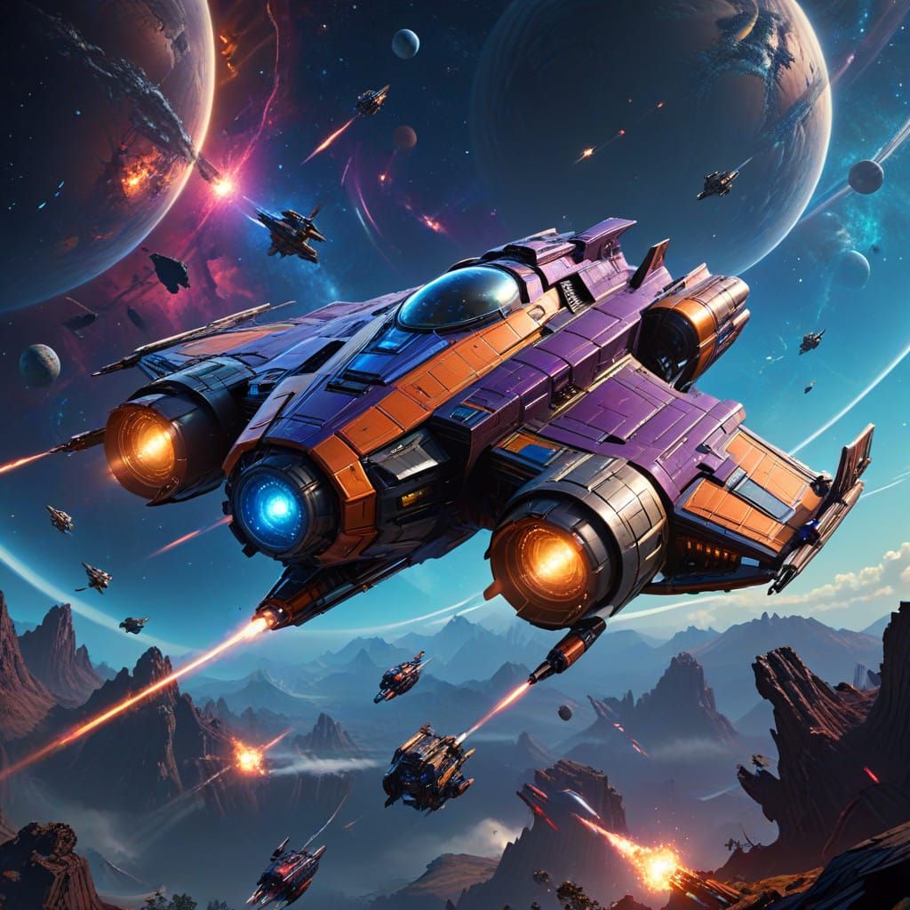 Galactic Convergence: Advanced Space Cruisers in Formation o...