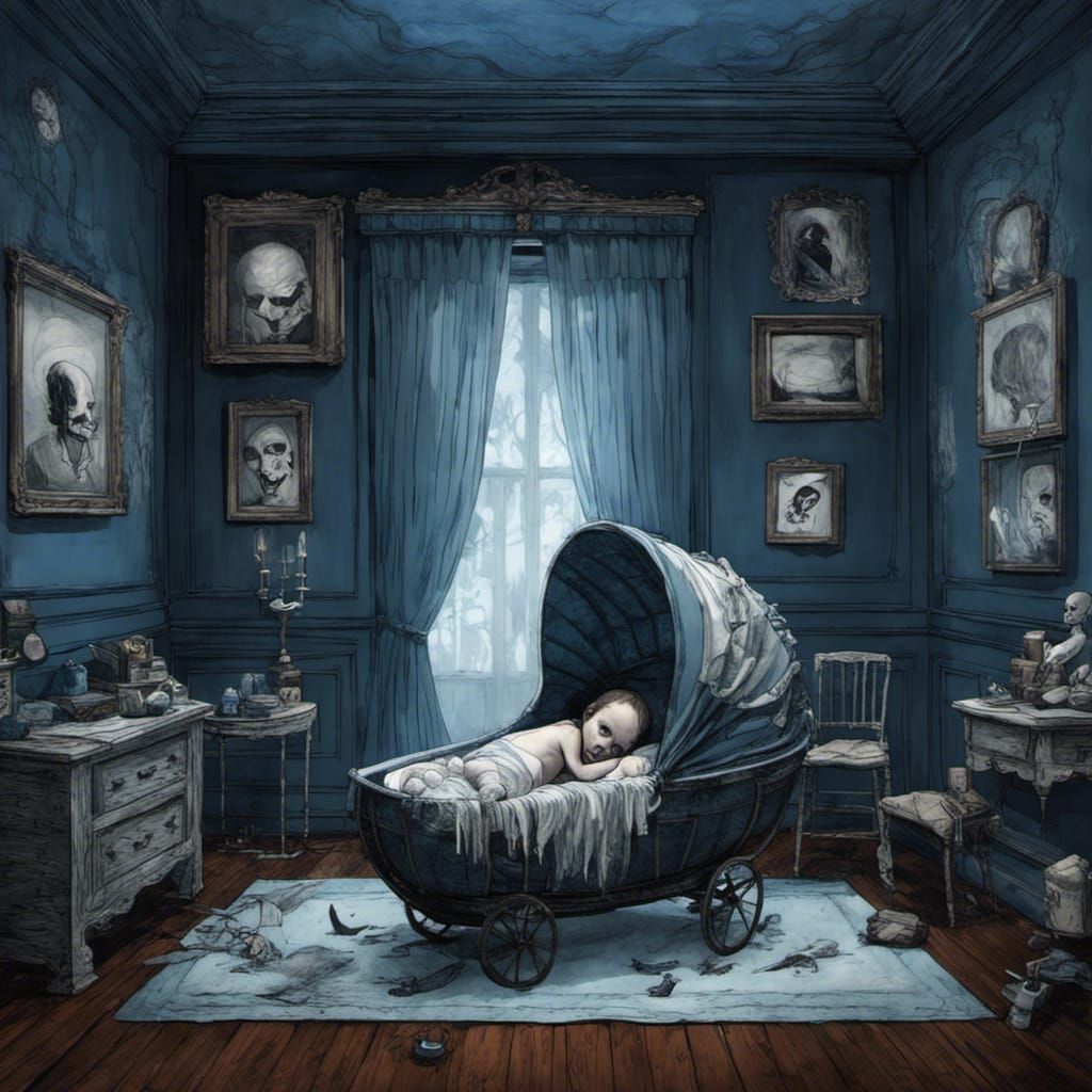 Baby in Blue Room: A Dark Fantasy Concept