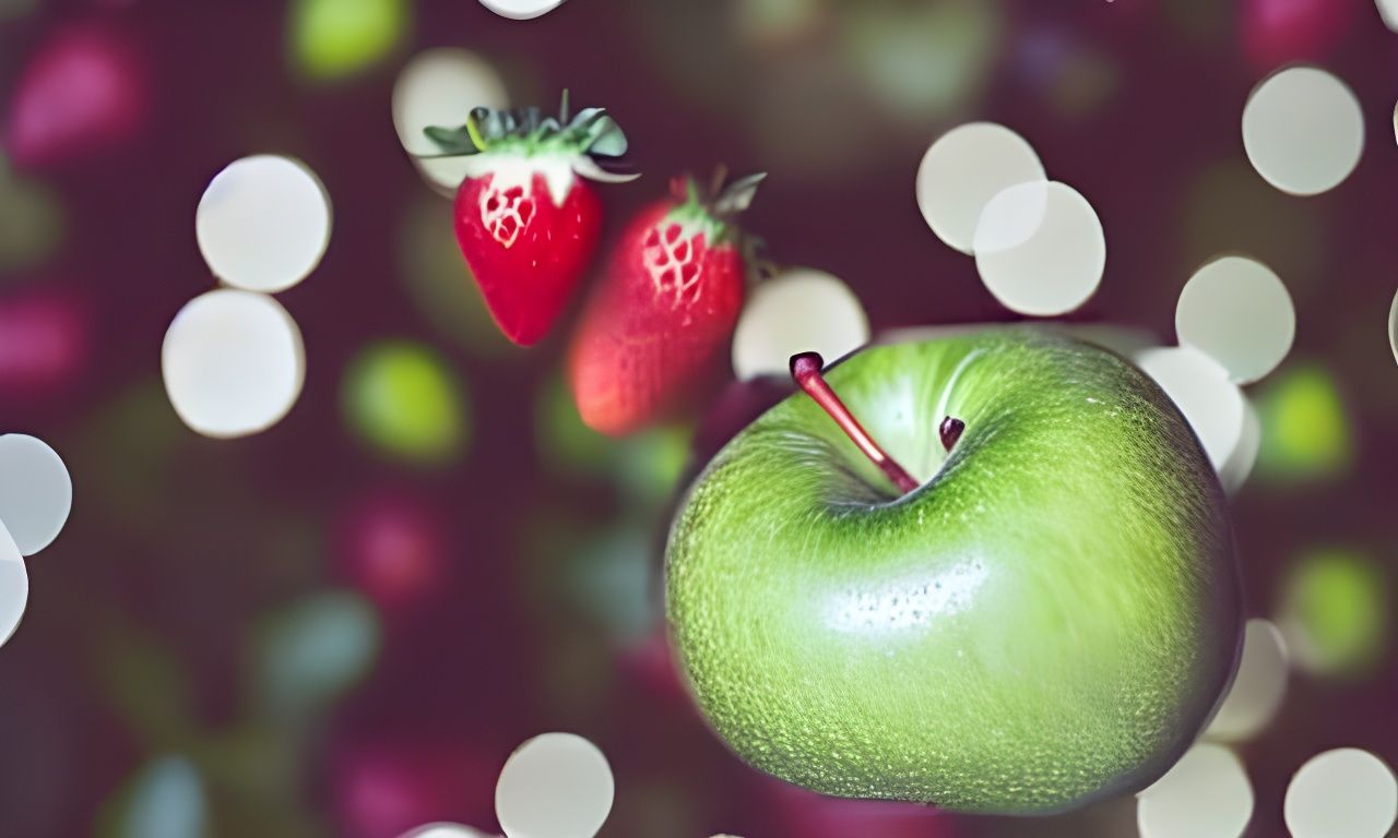 Enormous Bitten Green Apple in Sharp Focus