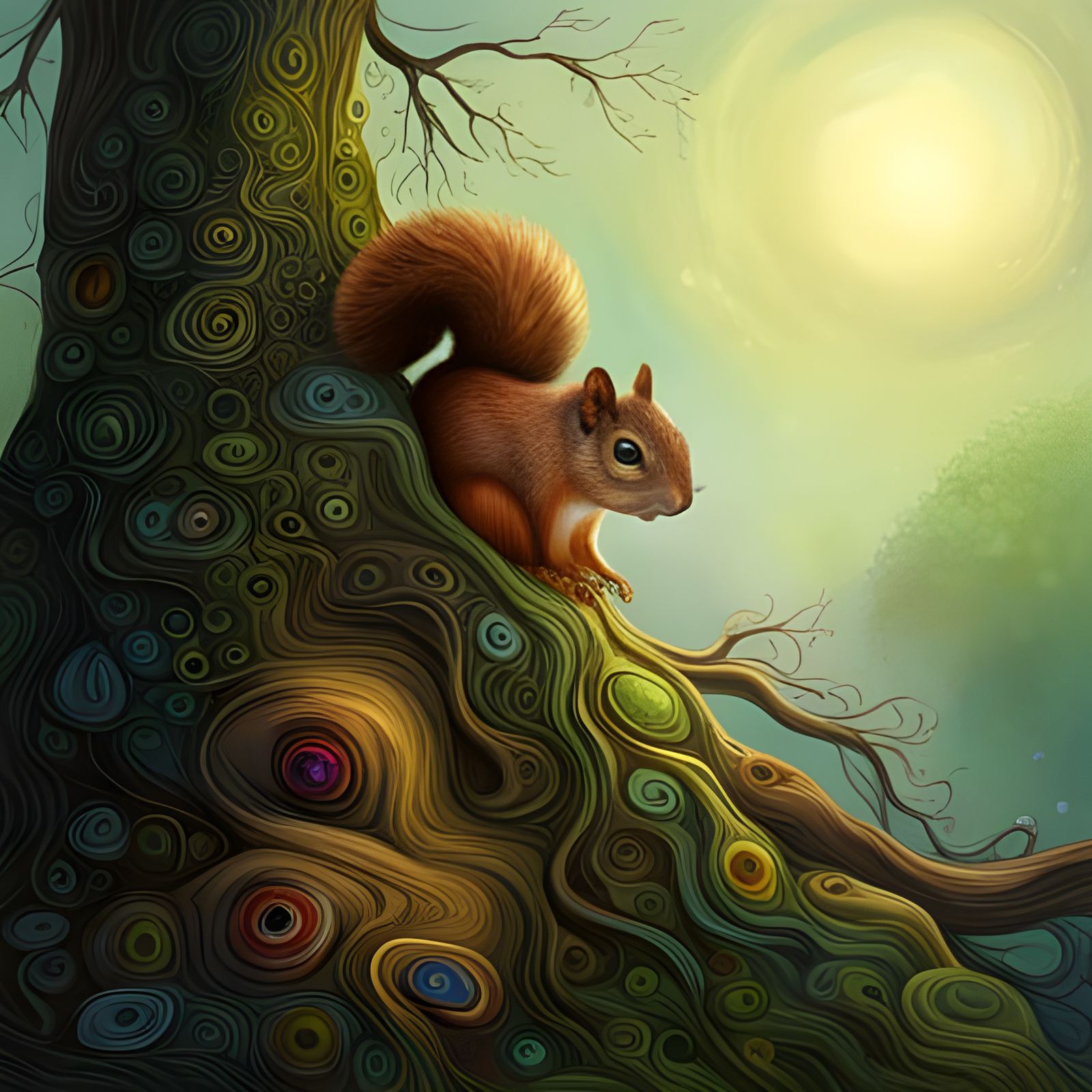 Squirrel in Forest, Inspired by Ito and Wall