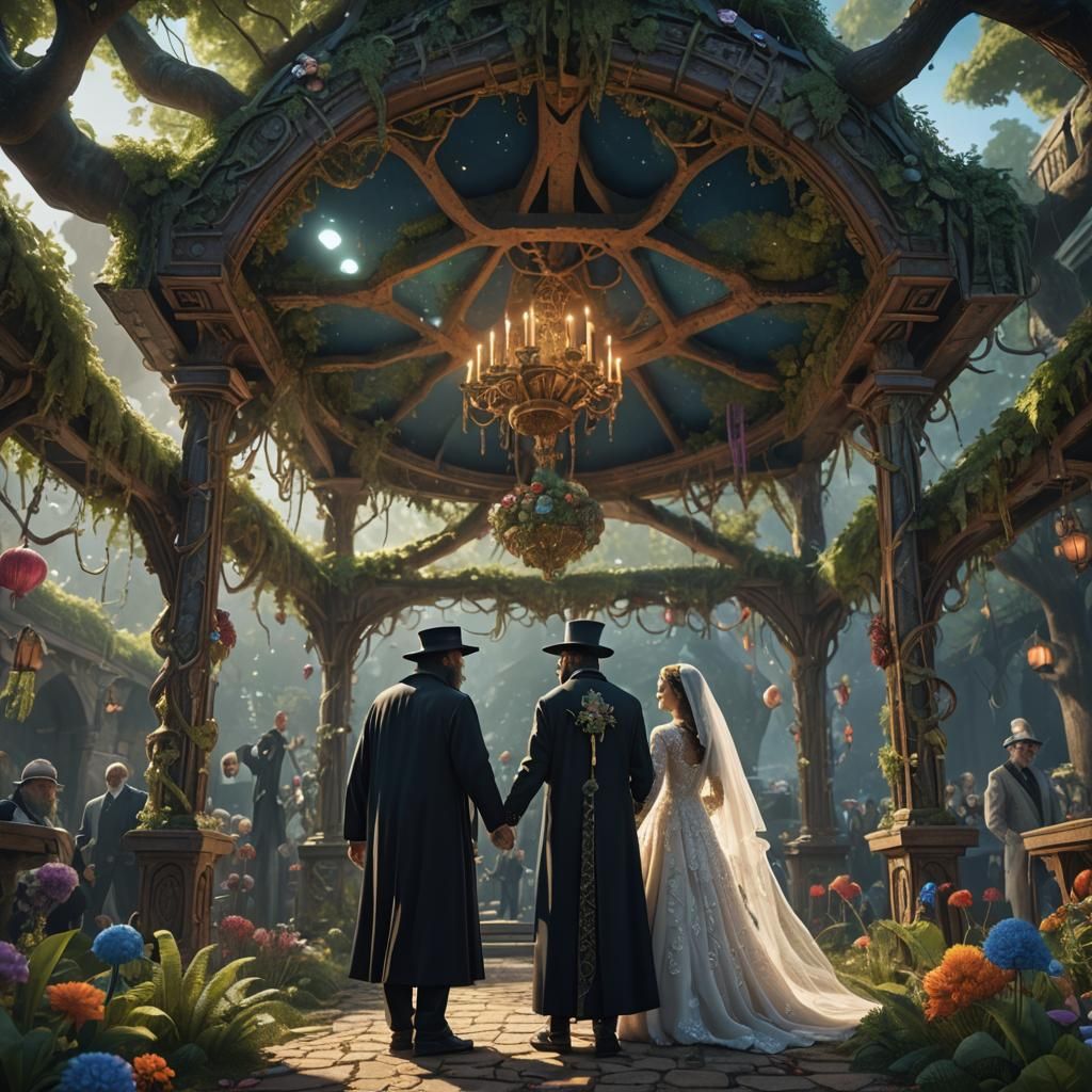 Microbe Wedding Under Canopy: Detailed Matte Painting