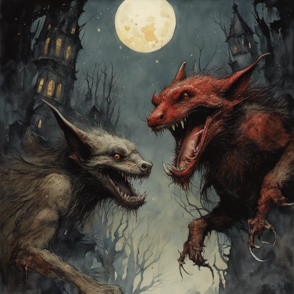 Terrifying Vampire in Watercolor Style