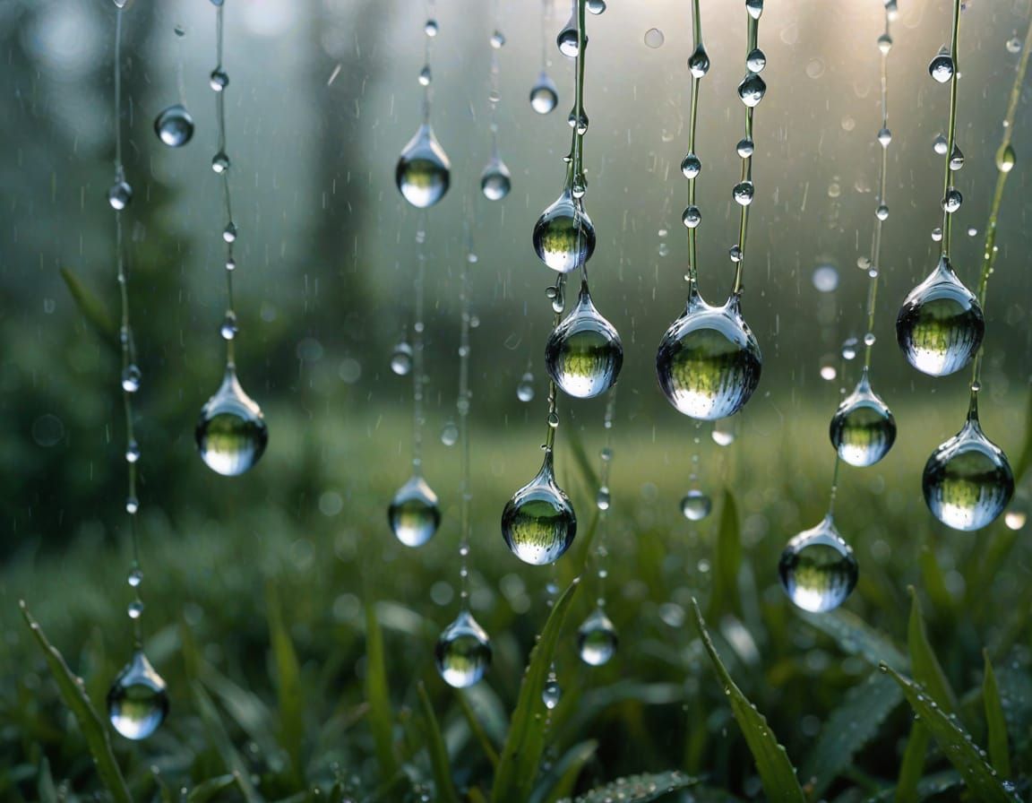 Dewy Glass in Soft Morning Light