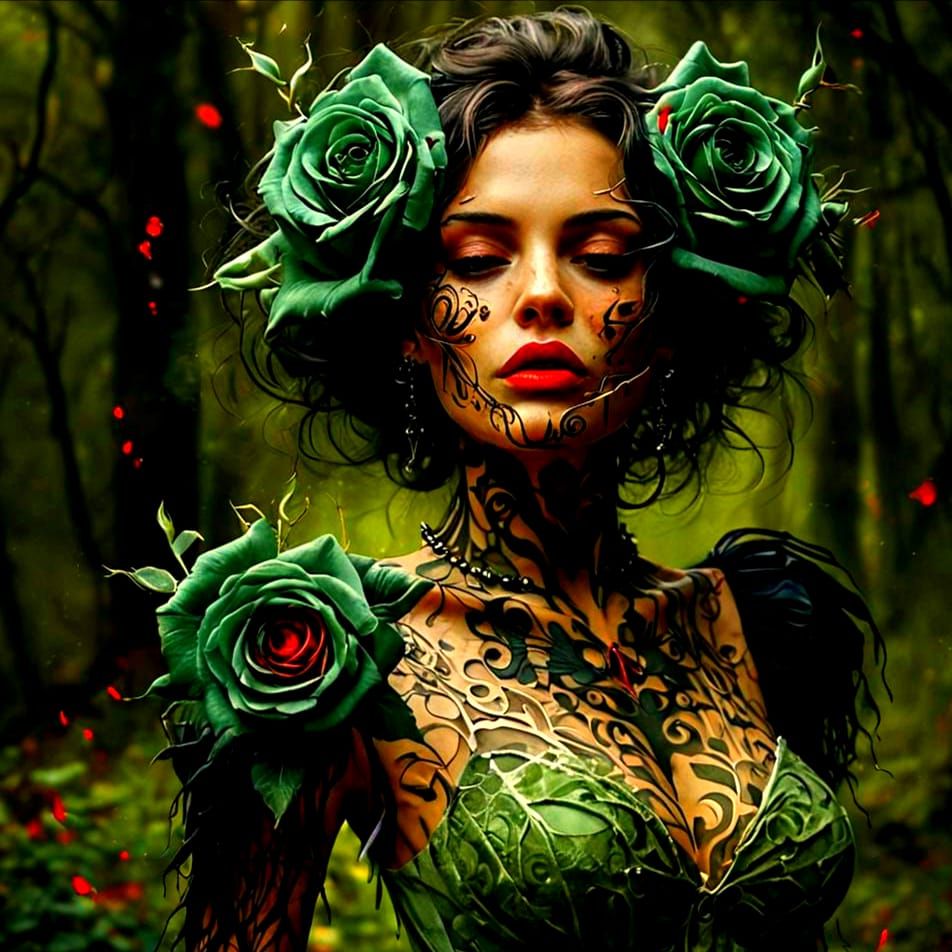 Mysterious Punk-Inspired Woman in Soft Focus Macro Photograp...