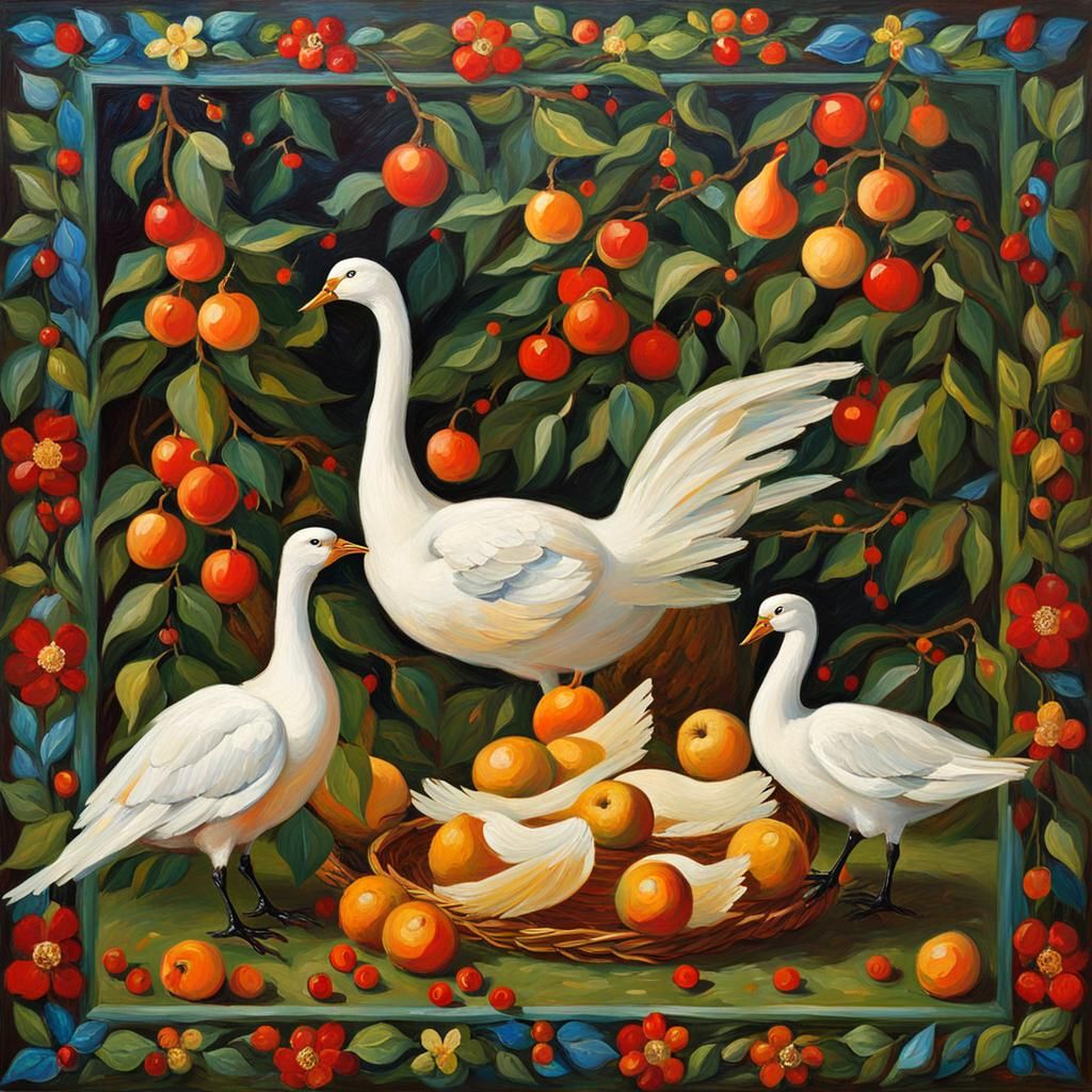 The Twelve Days of Christmas in Impasto Style