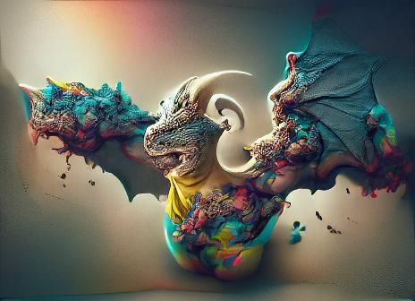 Majestic Dragon in Abstract 3D Rendering