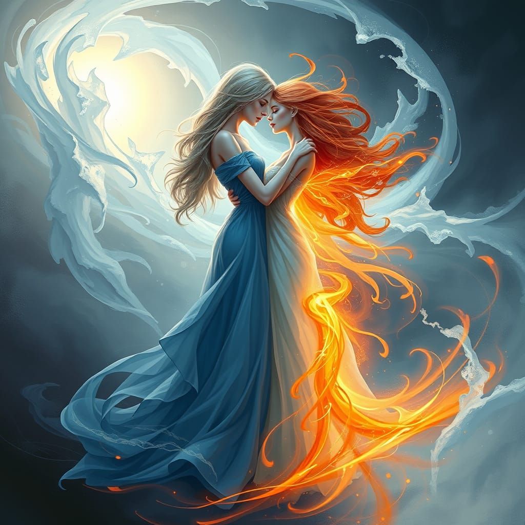 Ethereal Love Amidst Frost and Flame