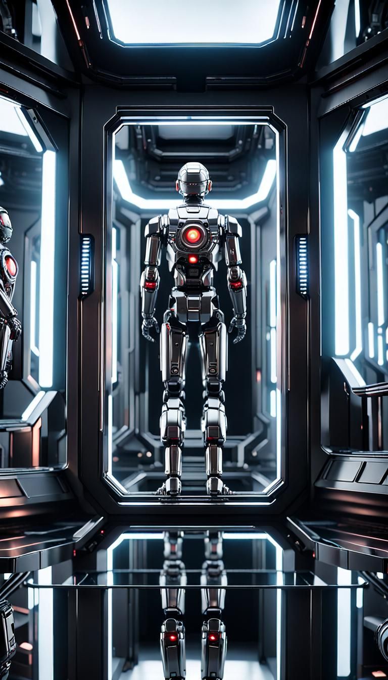 Titanium Hal 9000 Watches Himself: Sci-Fi Render