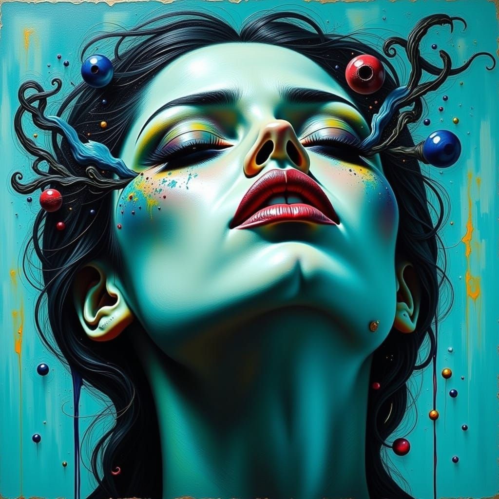 Turquoise Impasto Surrealism Masterpiece