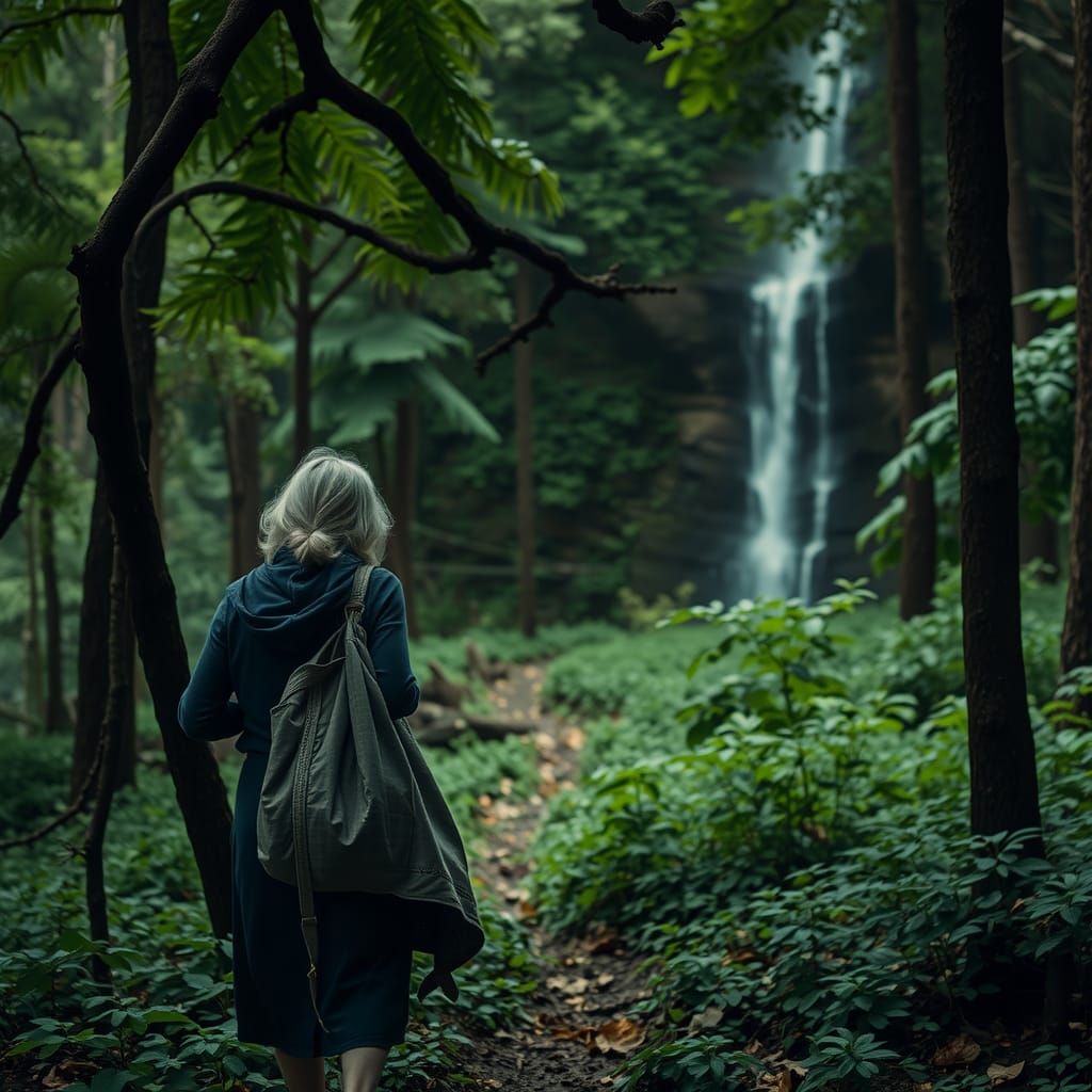Woman's Journey Through Untamed Forest