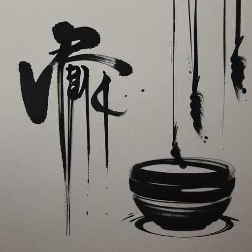 Traditional Chinese Ink Wash Kitchen Painting