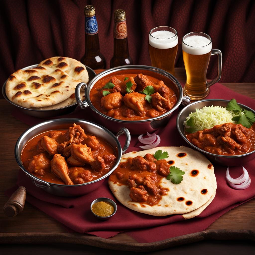 Delicious Curry Night Feast in Matte Painting Style