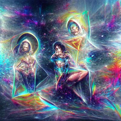 Holographic Cosmic Trinity Illustration by Amaringo