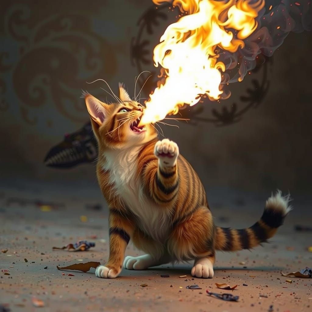 Majestic Fiery Feline Unleashes Blazing Fury