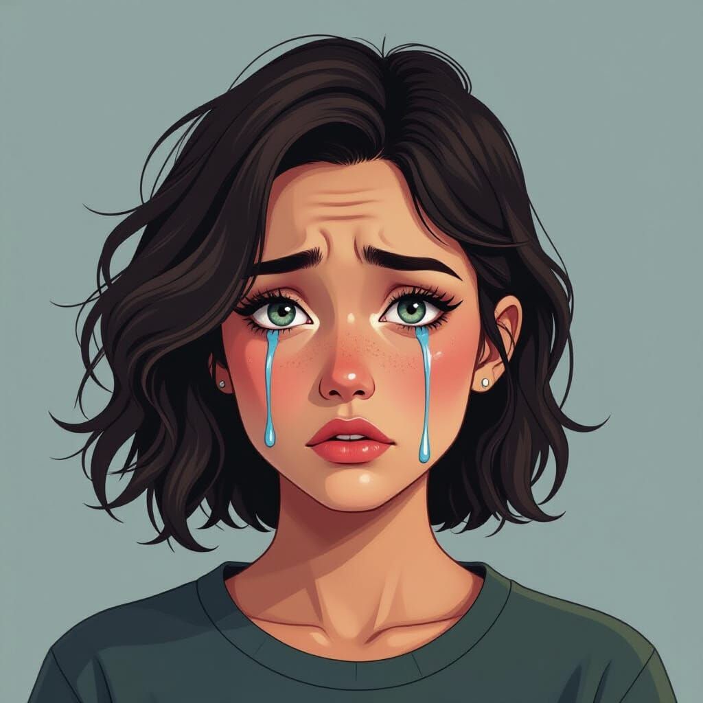 Sorrowful Tears: Emotional Portrait in Ash Thorp Style