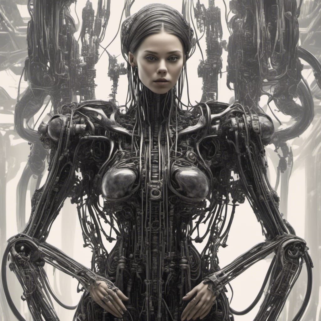 Surreal Biomechanical Woman in Giger Style