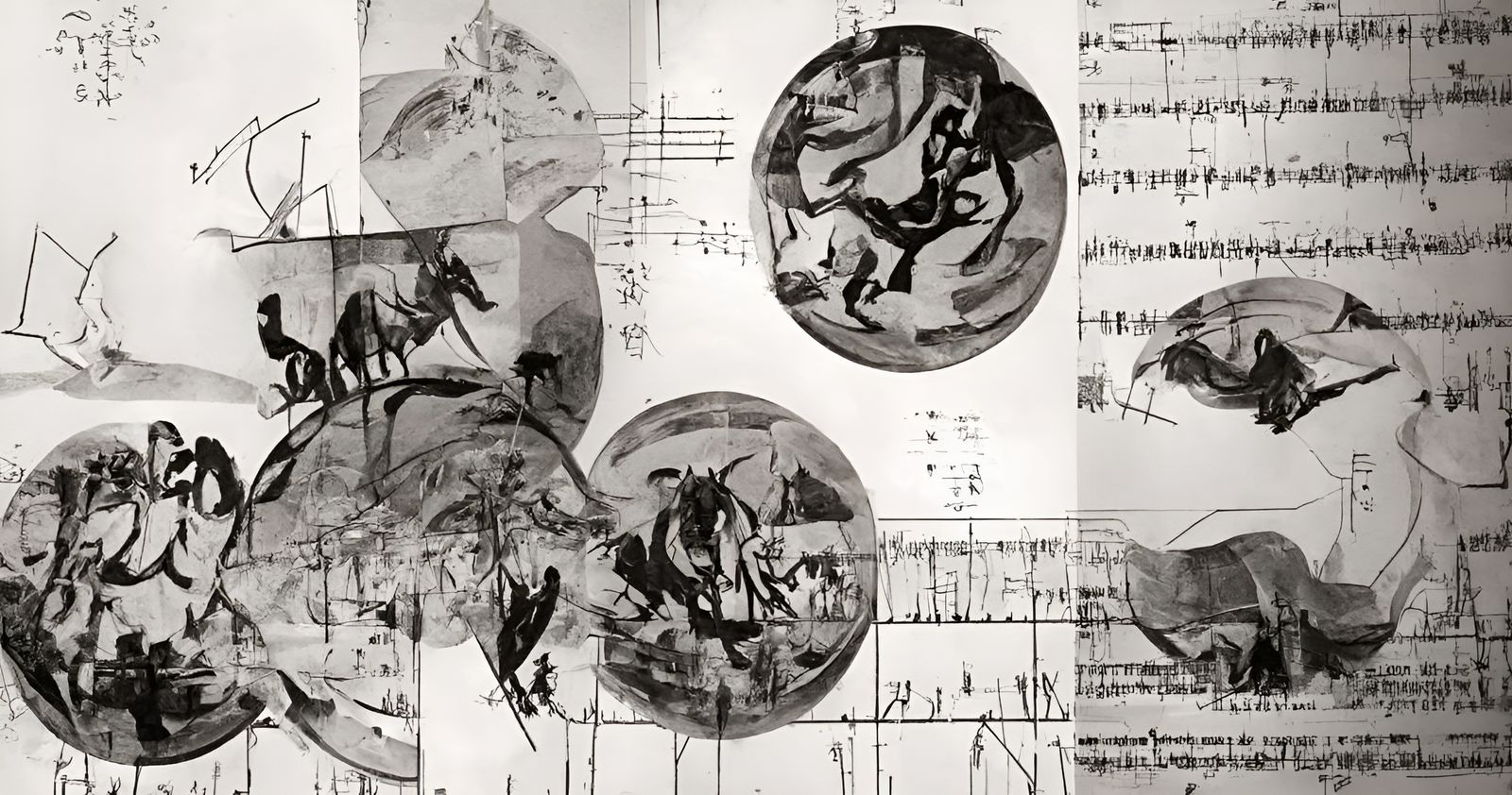 Surreal Horses in Department Store, Macabre Art