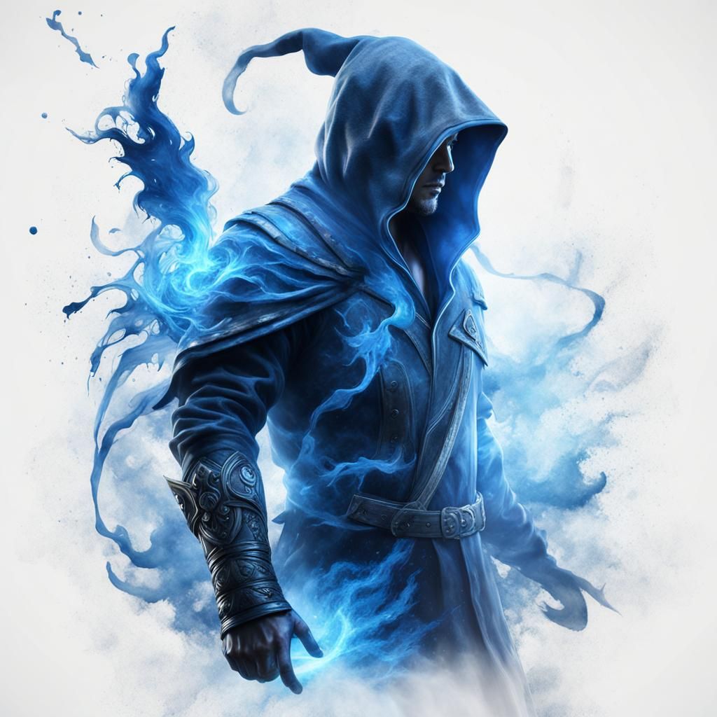 Reaper Assassin Silhouette with Electric Runes