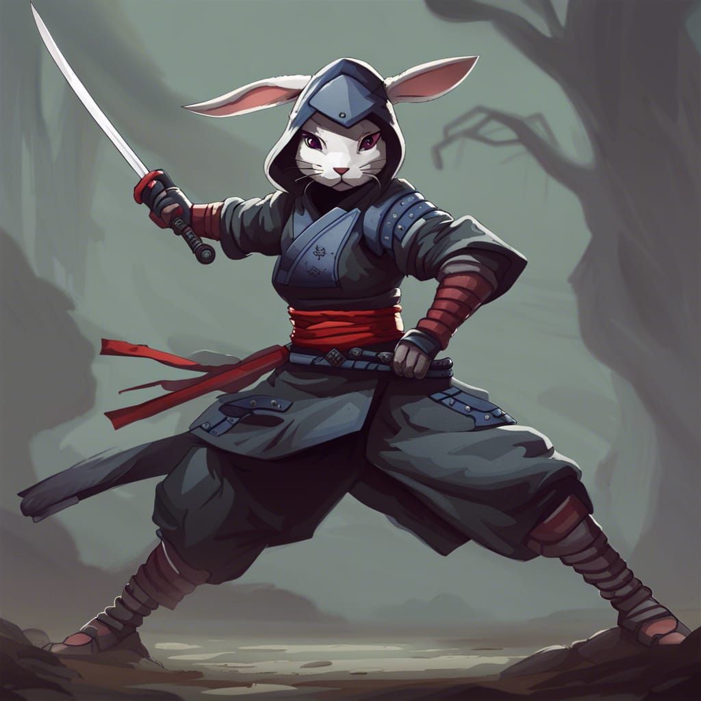 Ninja Rabbit Warrior on Alert