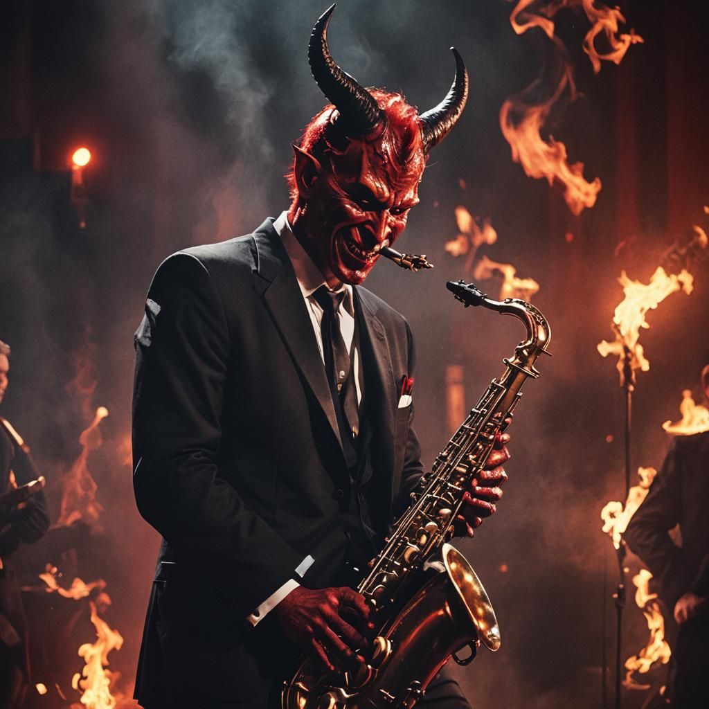 Devil's Fiery Saxophone Performance: Film Noir Jazz