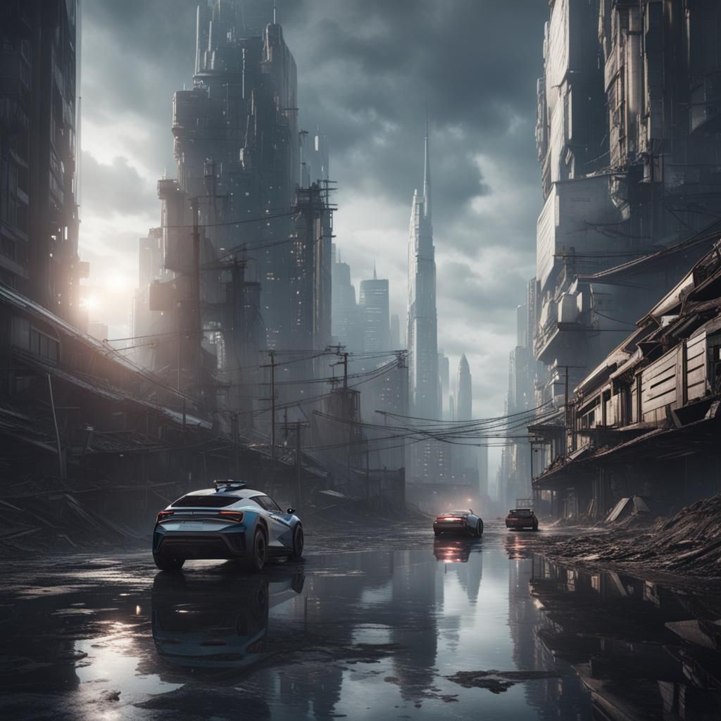 Hyperrealistic Future Cityscape: Cinematic and Moody