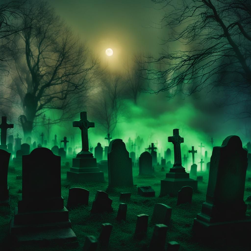 Ghouls Emerge in Cemetery on Halloween Night