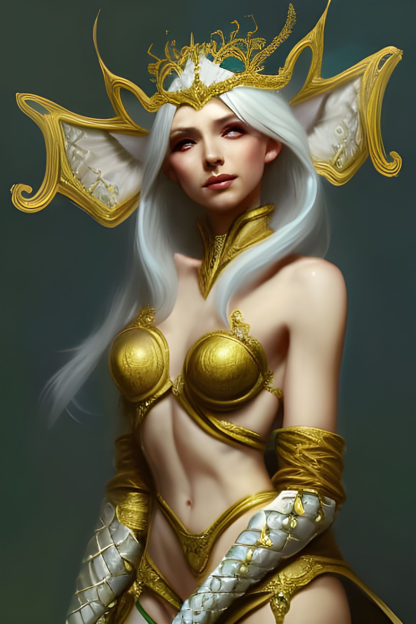 Beautiful Elf in Golden Gown, League of Legends Style
