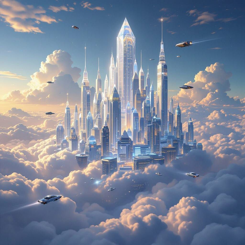 Diamond City in the Sky: A Hyperrealistic Art Deco Dream
