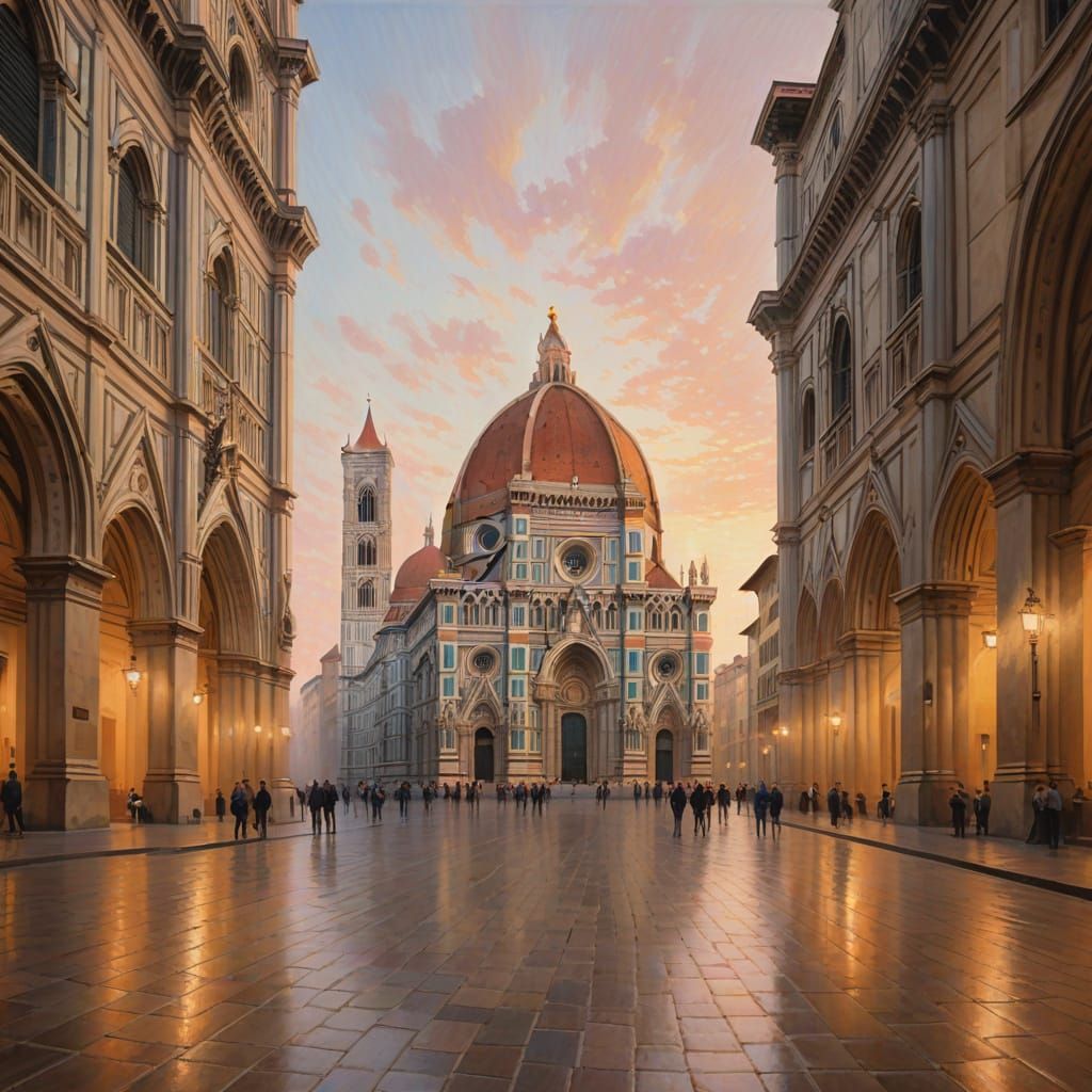 Florence Cathedral at Dawn in Impressionist Style