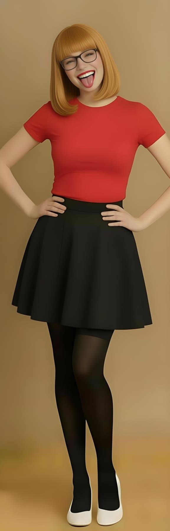 Woman Playfully Licking Butterscotch Blonde Hair