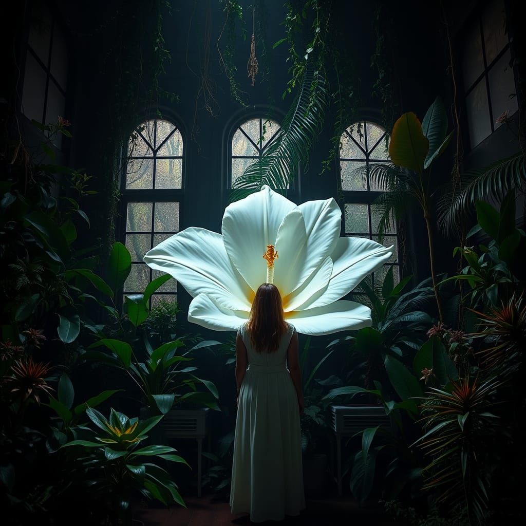 Enchanted Jungle Bloom in Moody, Atmospheric Style