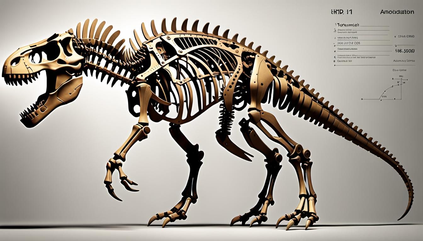 Da Vinci-Style Mechanical Dinosaur Skeleton Technical Drawin...