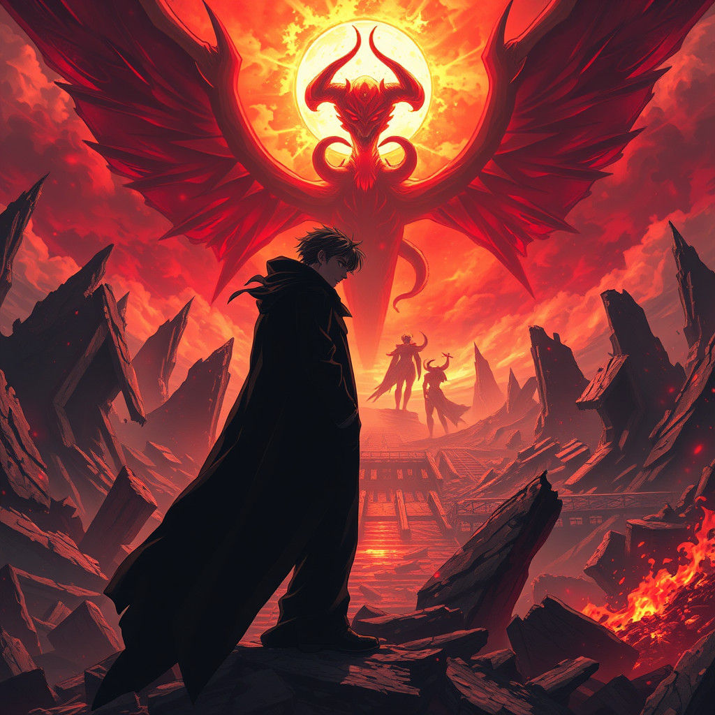 Grief-Stricken Man Amidst Shattered World