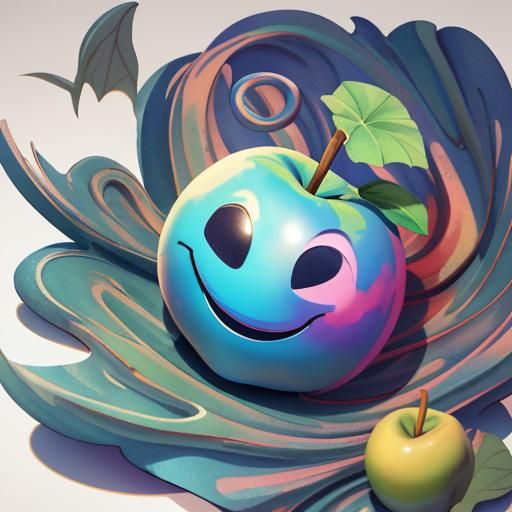 Friendly Apple Character in Watercolor Style