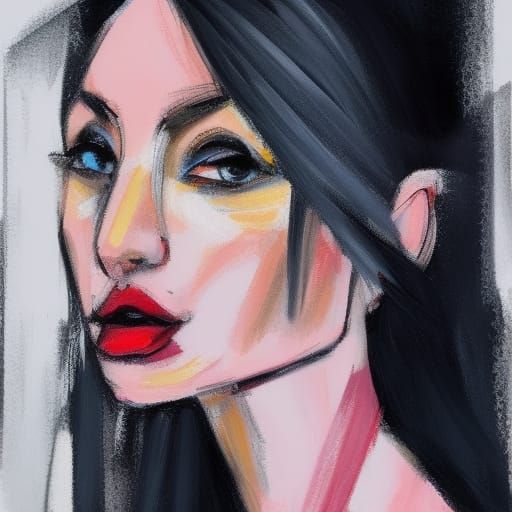 Blood Queen Portrait in Expressionist Style