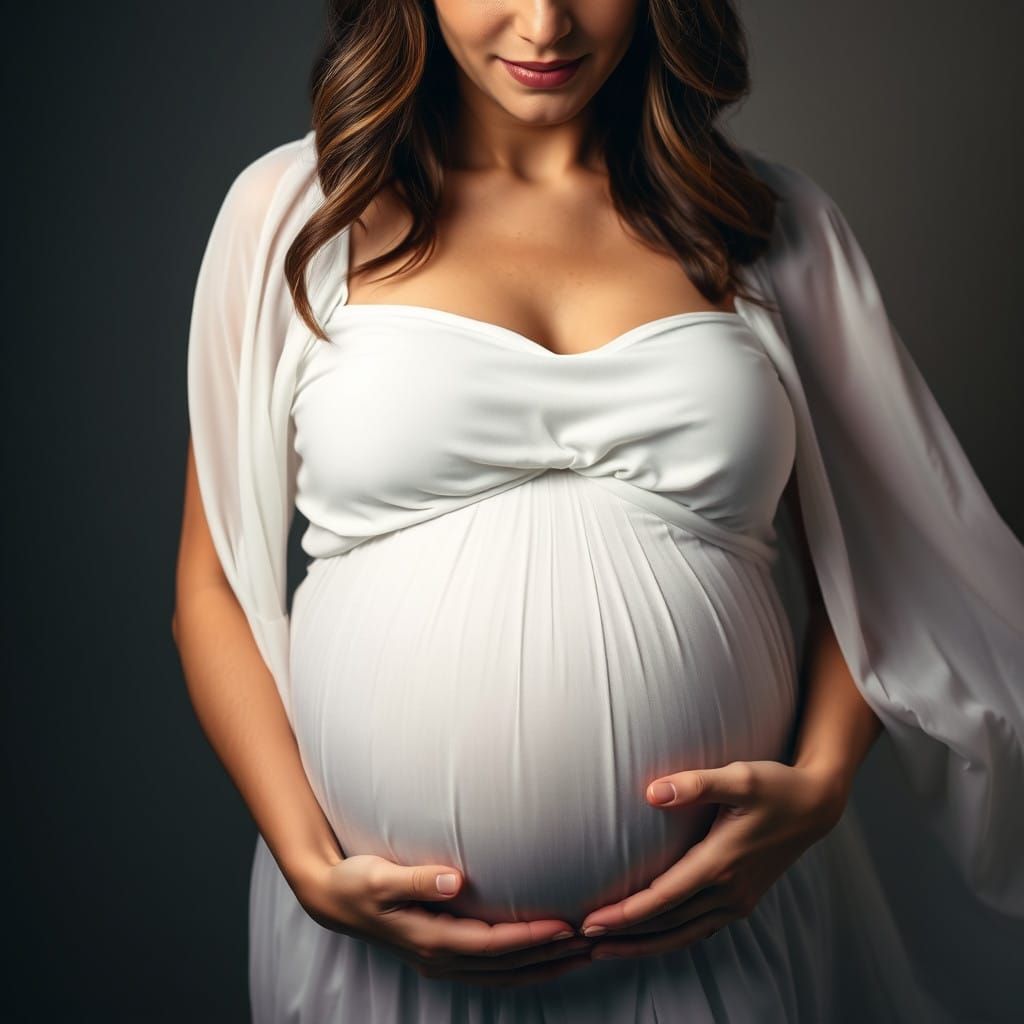 Gentle Pregnancy Portrait in Soft White