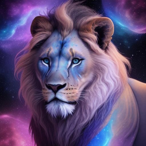 Holographic Cosmic Lions Illustration