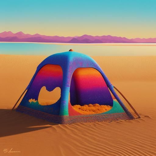Surreal Desert Mirage in Dreamlike Oil Painting
