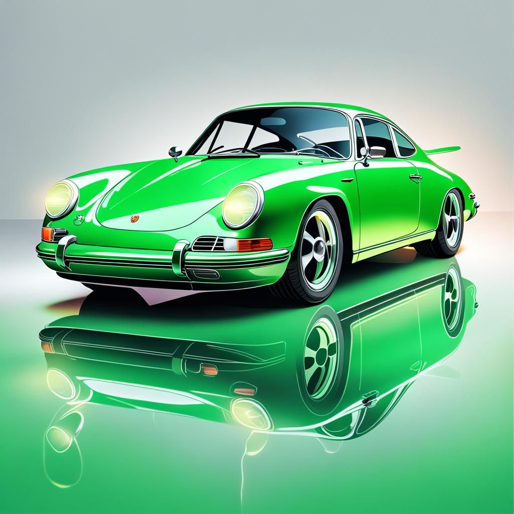 Classic Porsche in Neon-Lit Vector Illustration