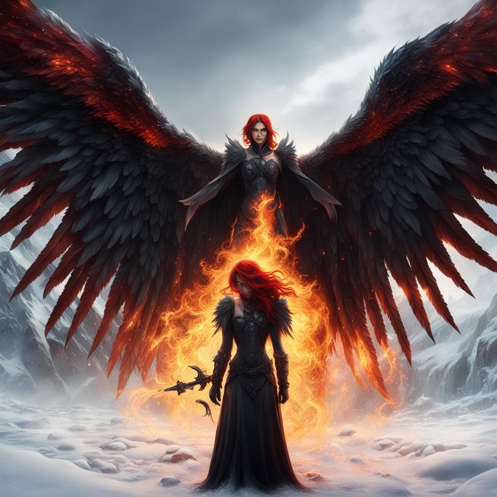 Fiery Angel of Death in a Winter Landscape