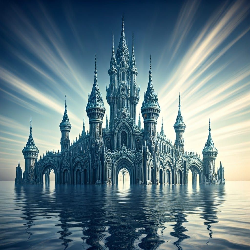 Water Castle in Crystal and Sapphire Hues