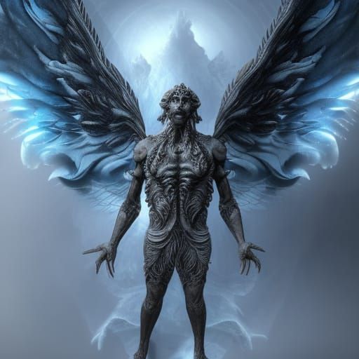 Epic Winged Ice Demon Digital Matte Painting