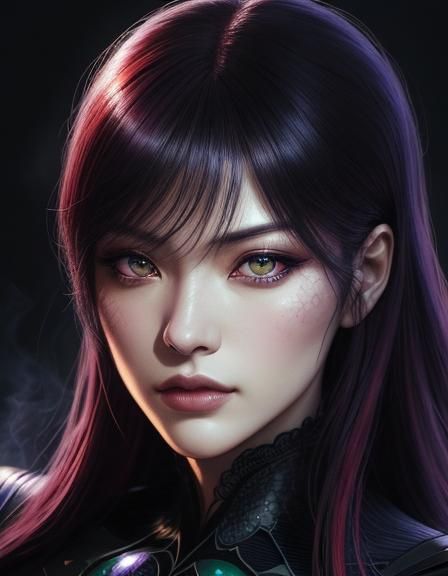 Masahisa Suzuki style anime illustration. Close-up portrait....