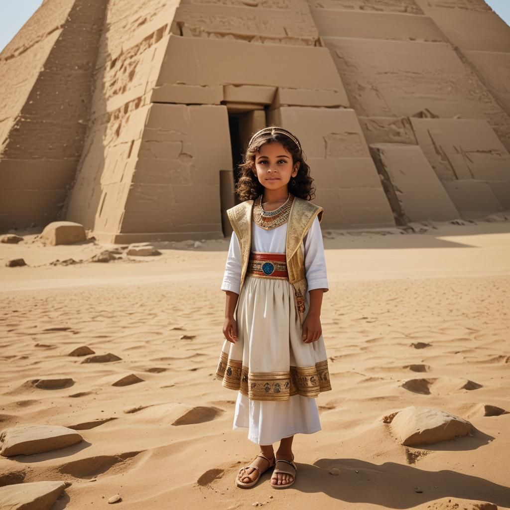 Egyptian Princess Standing Before Pyramid