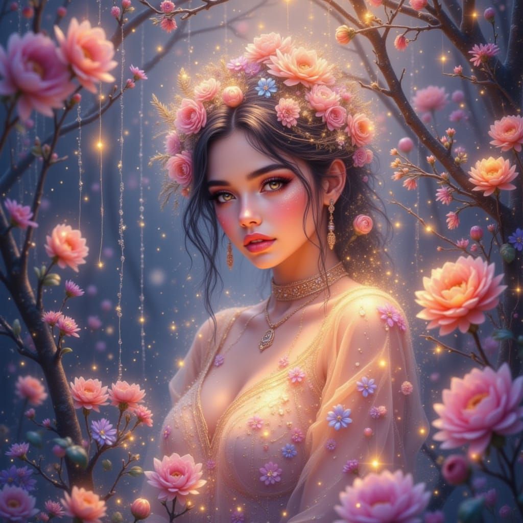 Ethereal Soul Blooming Vividly in Golden Hour Light