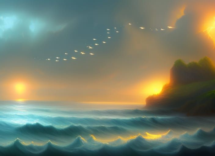 Fantastical Ocean Landscape in Detailed Matte Painting