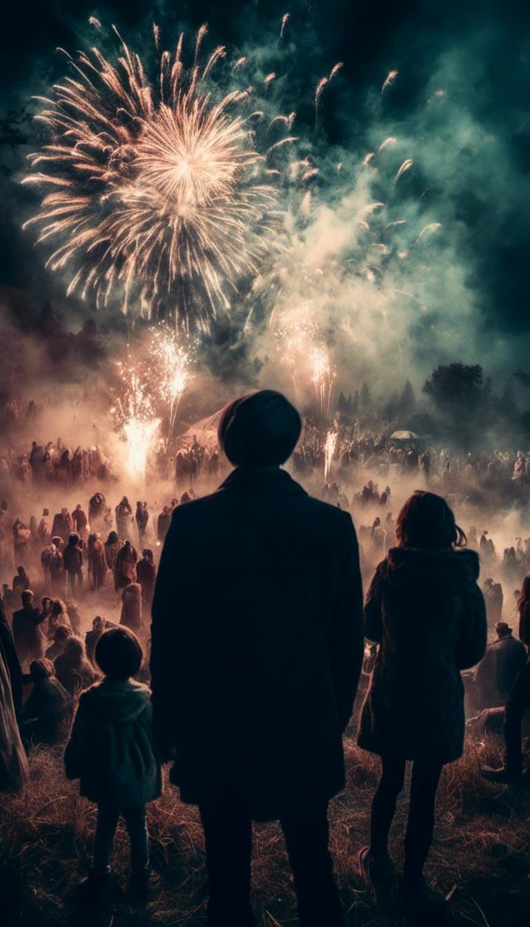 Macabre Spectators Watch Horror Fireworks Display