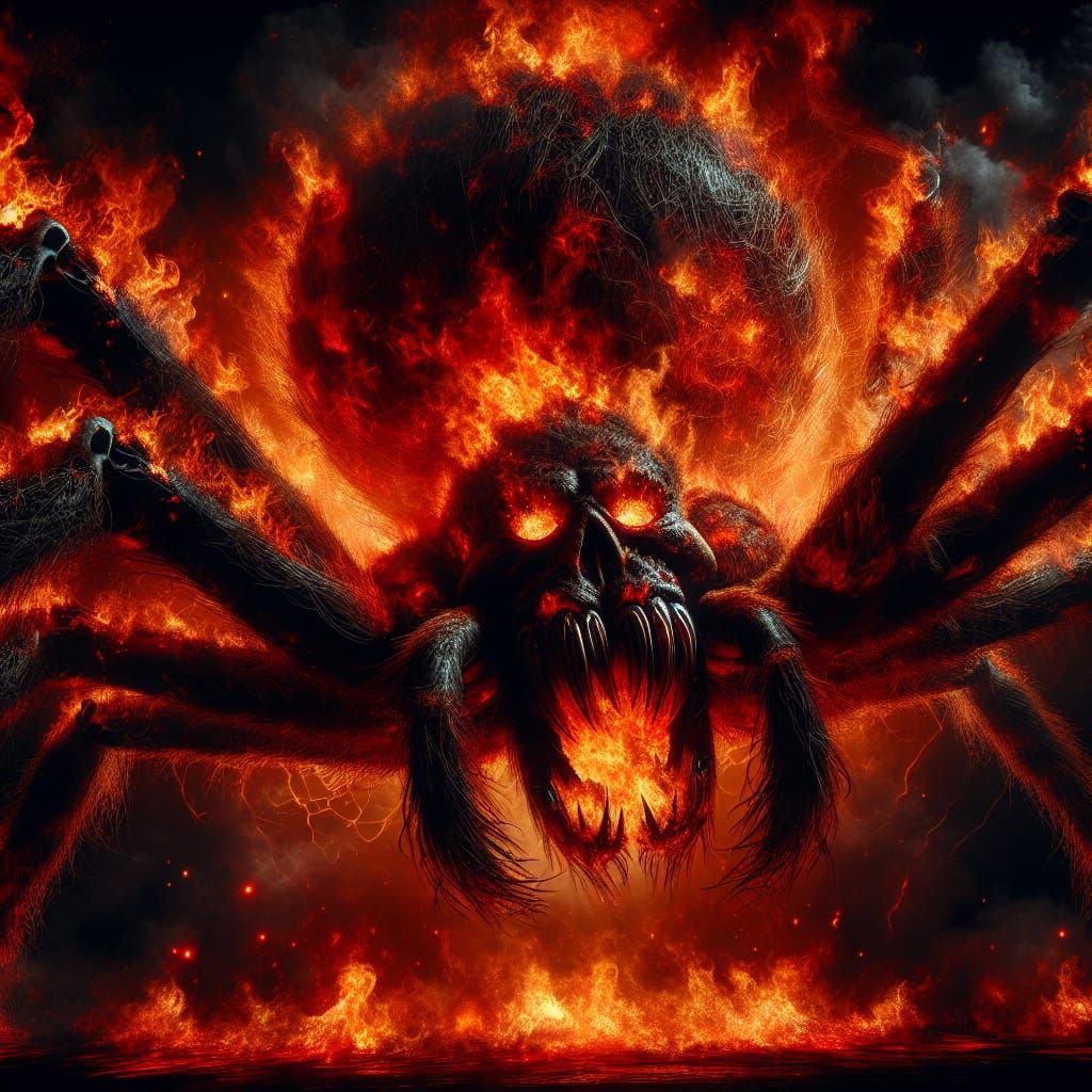 Enormous Spider Engulfed in Flames