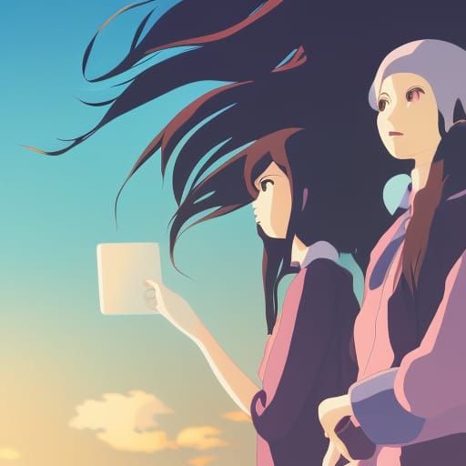 Hacker Women in Studio Ghibli Anime Style